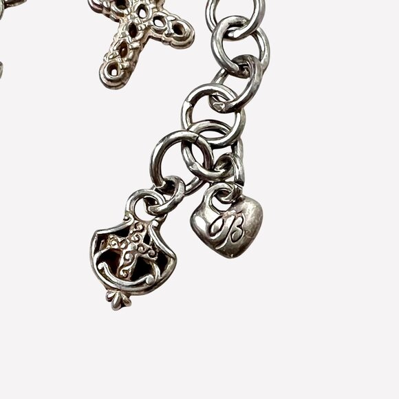 Brighton Eternity Cross Silver-Plated Gold-Plated Multi Charm Bracelet 8.5" VGUC - Picture 3 of 8